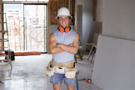 Portrait Of Young Attractive Builder Man On His 20s Posing Happy
