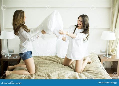 Pillow Fighting Stock Image Image Of Beat Laugh Caucasian 53553589