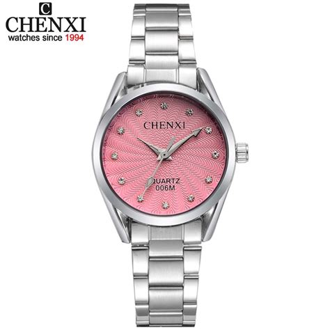 Lady Quartz Ladies Wristwatch Round Pink Rhinestone Dial Brand Luxury