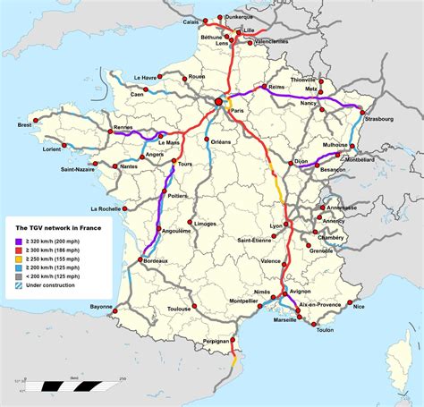 A Map Of The French Tgv Network Rprovencefrance
