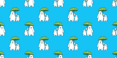 Bear Seamless Pattern Vector Polar Bear Isolated Umbrella Raining