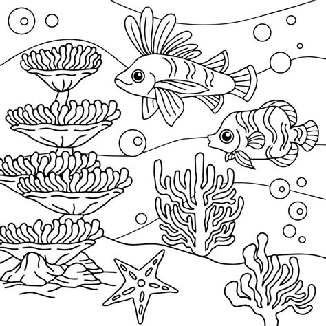 Design Vector Coloring Page Fish Undersea For Kid 10523275 Vector Art