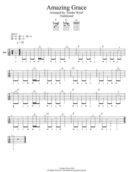 Amazing Grace Solo Banjo By John Newton Digital Sheet Music For Score