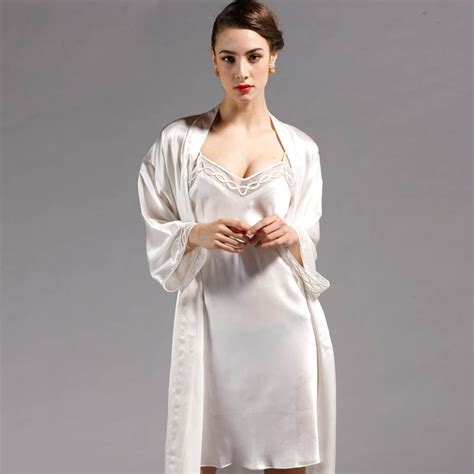100 Mulberry Silk Robe Sets Women Fashion Style Luxury 2 Pcs Set Robes