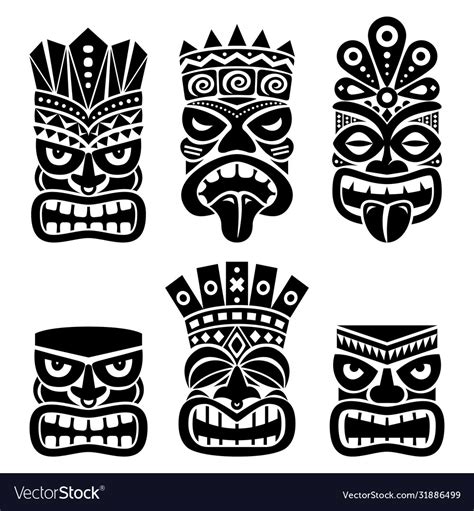 Hawaiian And Polynesia Tiki Head Totem Design Vector Image