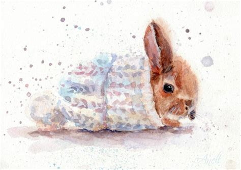 Rabbit Print Bunny Watercolor Watercolor Print Cute Bunny Personalized