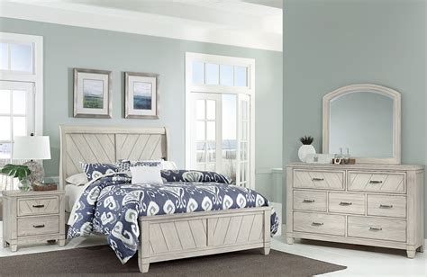 Rustic Cottage Rustic White Sleigh Bedroom Set From