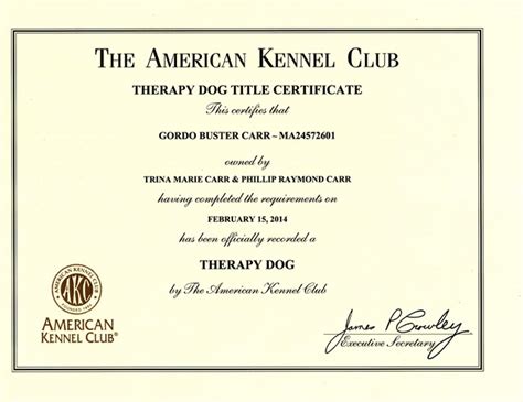 Therapy Dogs Certificate