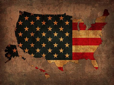 Map Of America United States Usa With Flag Art On Distressed Worn