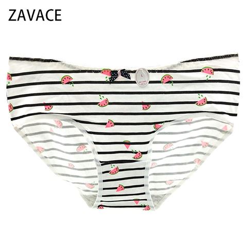 Zavace New Cotton Underwear Women Black And White Stripes Printed In