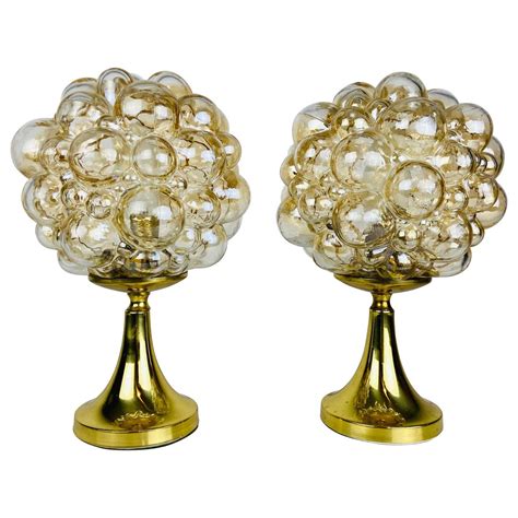 Bubble Glass Table Lamps With Brass Base By Limburg 1970s Pair At 1stdibs