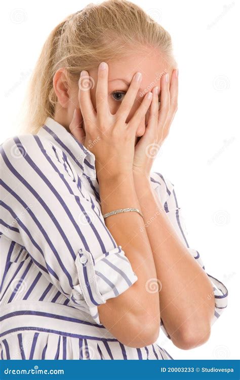 woman covering face with hands stock image 20003233