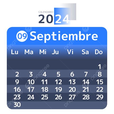 2024 Calendário Espanhol Azul Criativo Setembro Png Dois Mil E Vinte