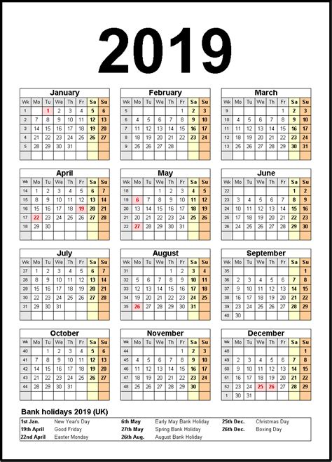 Printable Calendar 2019 United States Holidays Calendar 2019 Template