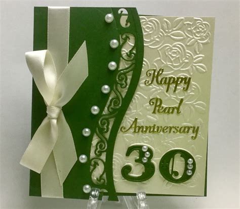 30 Wedding Anniversary Traditional Pearls And Green 30th Wedding