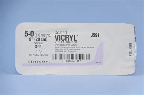 Ethicon Suture J591g 5 0 Vicryl Violet 8 S 14 Spatula Double Armed