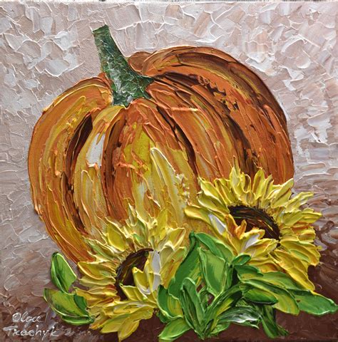 Pumpkin Painting 12 Impasto Palette Knife Original Etsy Autumn