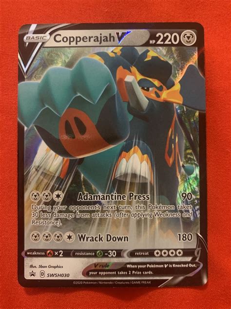 COPPERAJAH V SWSH030 Sword Shield Ultra Rare Promo Pokemon Card Near