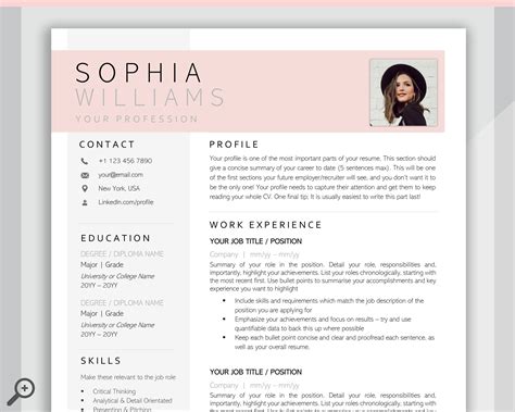 One Page Resume Template Word Cv Template Professional Cv Etsy Uk