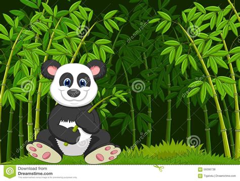 Cartoon Panda In The Jungle Bamboo Stock Vector