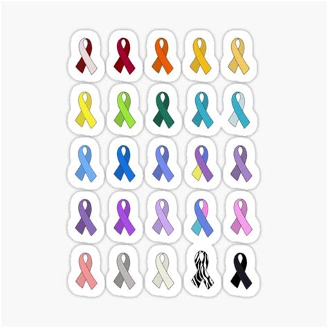 All Cancer Ribbons Sticker For Sale By Ngtors Redbubble
