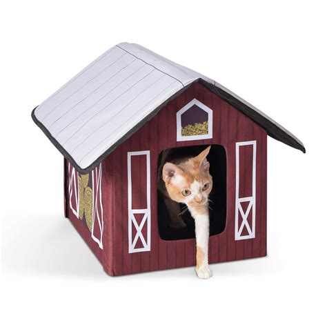 Kandh Pet Products Outdoor Kitty House Cat Shelter Unheated Barn Design