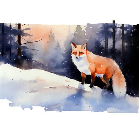 Winter Fox In Snow Art Free Stock Photo Public Domain Pictures