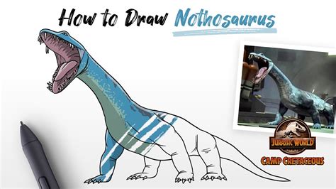 How To Draw A Nothosaurus Dinosaur From Jurassic World Camp Cretaceous