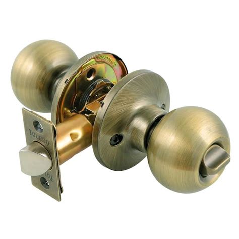 Toledo Antique Brass Privacy Bedbath Door Knob Lock Set Cv1920avus5