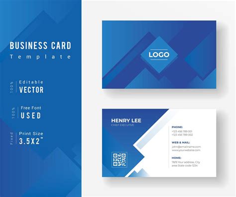 Blue Business Card Template With Diamond Design 965532 Vector Art At