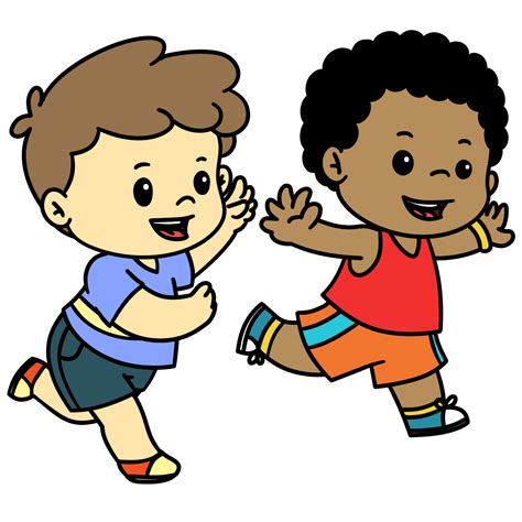 Dibujos Animados Niños Jugando Corriendo Contento 23636519 Png