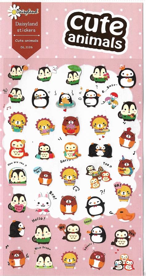 Daisyland Cute Animals And Friends Sticker Sheet Kawaii