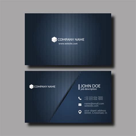 Dark Blue Business Card Template Vector 01 Welovesolo