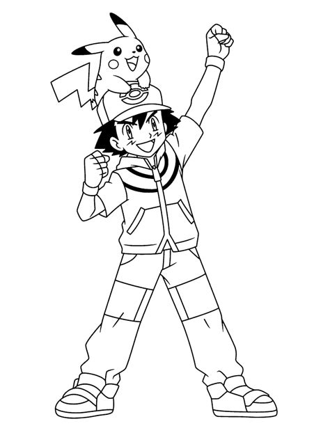Ash Ketchum And Pikachu 3 Coloring Page Anime Coloring Pages