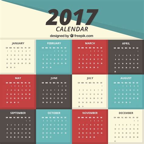 Free Vector Simple 2017 Calendar