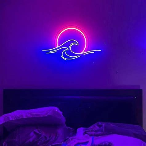 Sunrise Sunset Neon Sign Sun With Waves Neon Light Tropical Led Neon