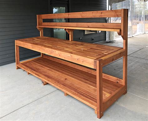 Redwood Potting Bench Custom Outdoor Wood Bench