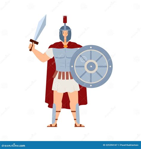 Ares Greek Deity Of War Male Character In Armor With Sword And Shield
