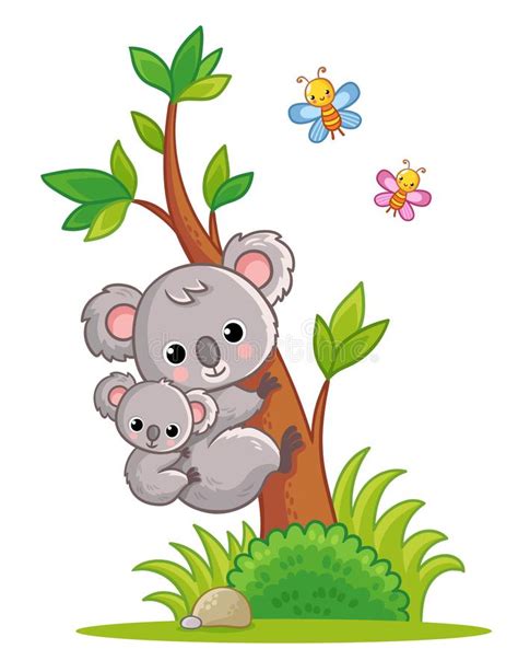 Cute Cartoon Koala On A Tree Vector Illustration Stock Vector