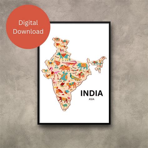 Map Of India India Map Digital India Map India Wall Art Etsy Canada