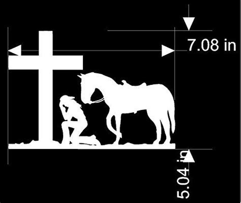 Christian Decal Sticker Cowgirl Kneeling At The Cross Automotive Cross Wall Art