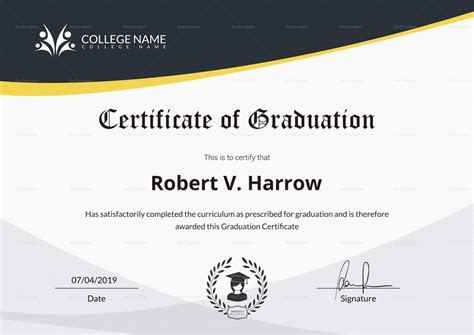 College Graduation Certificate Template Professional