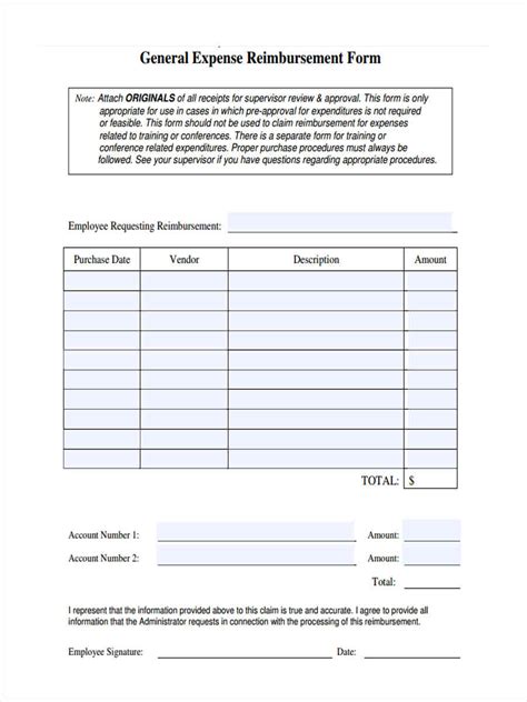 Printable Employee Reimbursement Form Printable Forms Free Online