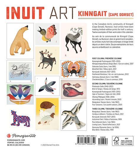 2024 Inuit Art Kinngait Cape Dorset Mini Wall Calendar