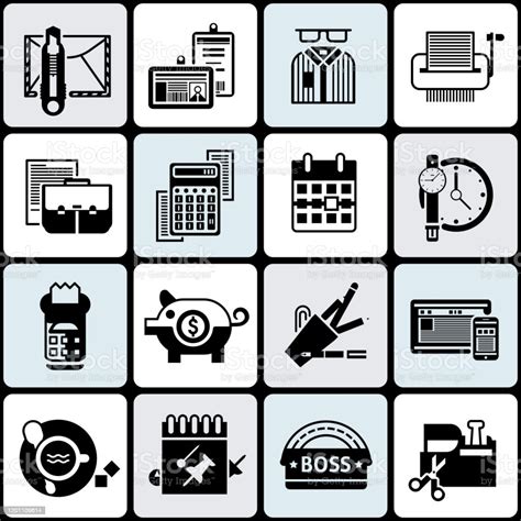 Office Icons Black Stock Illustration Download Image Now