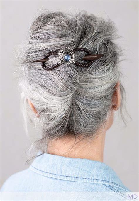 14 Wavy Gray Hair Women Ponytail Extension Human Hair Silver Grey Pony