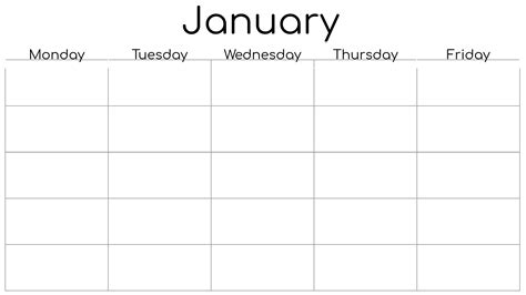 Monday Start 5 Day Blank Weekly Calendar Printable Etsy Canada