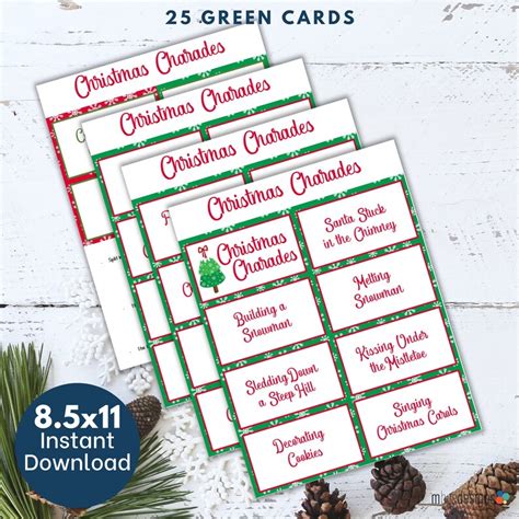 Christmas Charades Pictionary Printable Game Virtual Zoom Etsy