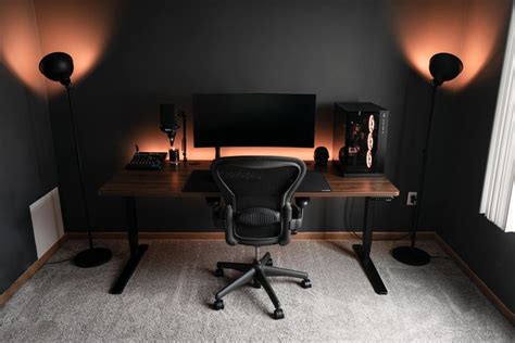 Simple Led Desk Lighting With All Black Desk Setup 💡💡💡 Home Office