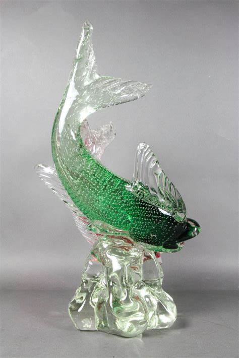 Murano Glass Sculpture Of Two Fish By Barbini 7 Art Of Glass Blown